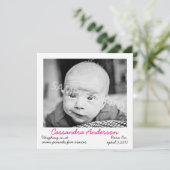 Faire-part Annonce de naissance rose (Debout devant)