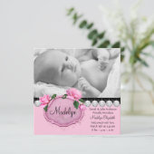 Faire-part Annonce de naissance Rose rose noir (Debout devant)