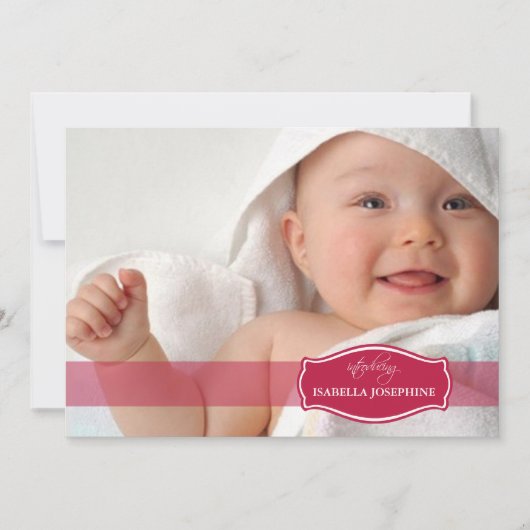 Faire-part Annonce de naissance simplement élégante (cranberr (Devant)