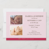 Faire-part Annonce de naissance simplement élégante (cranberr (Dos)