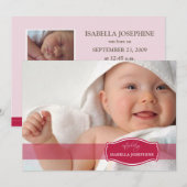 Faire-part Annonce de naissance simplement élégante (cranberr (Devant / Derrière)