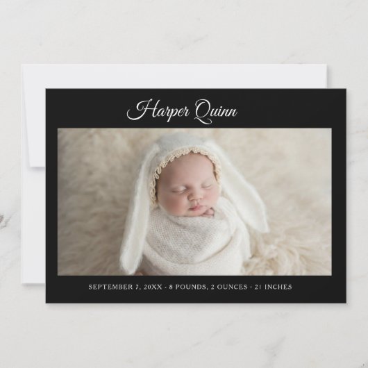 Faire-part Annonce de naissance unique et élégante pour bébé (Devant)