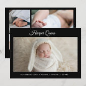 Faire-part Annonce de naissance unique et élégante pour bébé (Devant / Derrière)