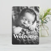 Faire-part Annonce de naissance verticale bleue bienvenue en  (Debout devant)