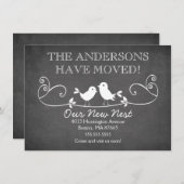 Faire-part Annonce de nouvelle adresse avec des oiseaux amour (Devant / Derrière)