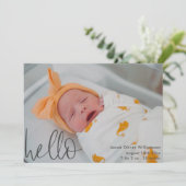 Faire-part Annonce de photo de bébé simple et moderne Hello B (Debout devant)