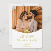 Faire-part Annonce de Photo de Fleur de Lis Dorée Enregistrer (Devant)