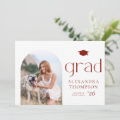 Faire-part Annonce de remise de diplôme avec arche minimalist (Debout devant)