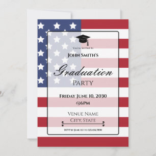 Faire-part Annonce de remise de diplôme avec drapeau patrioti