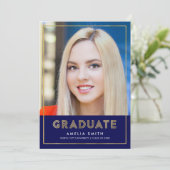 Faire-part Annonce de remise de diplôme avec photo géométriqu (Debout devant)