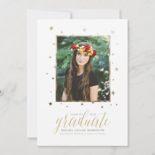 Faire-part Annonce de remise de diplôme avec photo Gold In th