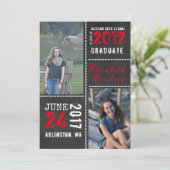 Faire-part Annonce de remise de diplôme avec tableau noir (Debout devant)