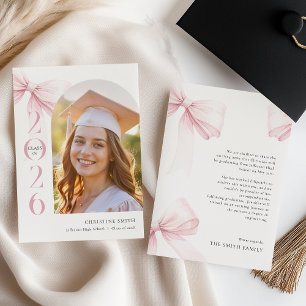 Faire-part Annonce de remise de diplôme avec un ruban rose