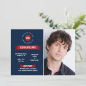 Faire-part Annonce de remise de diplôme Classique Bannière Na (Debout devant)