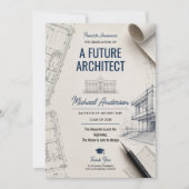 Faire-part Annonce de remise de diplôme de futur architecte B (Devant)