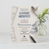 Faire-part Annonce de remise de diplôme de futur architecte B (Debout devant)