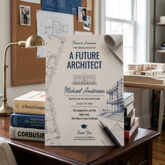 Faire-part Annonce de remise de diplôme de futur architecte B