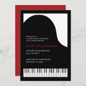 Faire-part Annonce de remise de diplôme de piano grand pour m (Devant / Derrière)