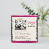 Faire-part Annonce de remise de diplôme Grunge 2013 (rose) (Debout devant)