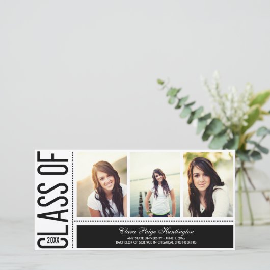 Faire-part Annonce de remise de diplôme simplement cool (Debout devant)