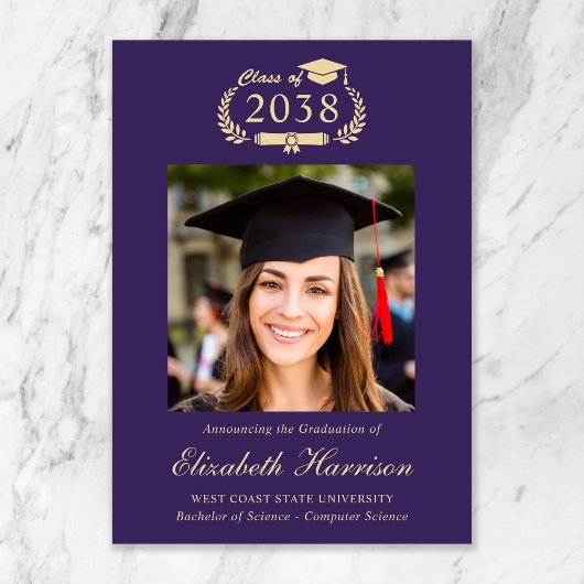 Faire-part Annonce de remise de diplôme universitaire Classiq