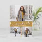 Faire-part Annonce de remise de diplôme verticale avec 3 phot (Debout devant)