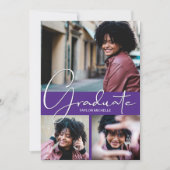 Faire-part Annonce de remise de diplôme verticale avec 3 phot (Devant)