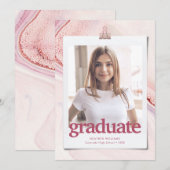 Faire-part Annonce de remise de diplômes de typographie moder (Devant / Derrière)