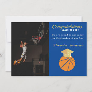 Faire-part Annonce de remise des diplômes de basketball Bleu