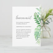 Faire-part Annonce de report de mariage aux feuilles simples (Debout devant)