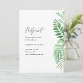 Faire-part Annonce de report de mariage avec verdure simple (Debout devant)