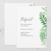 Faire-part Annonce de report de mariage avec verdure simple (Devant / Derrière)
