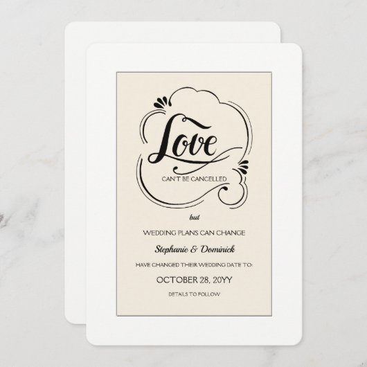 Faire-part Annonce de report de mariage Love Wins (Devant / Derrière)