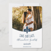 Faire-part Annonce de sauvegarde de photo de Fleur de Lis ble (Devant)