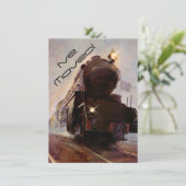 Faire-part Annonce de train du soir Nouvelle adresse Je démén (Debout devant)