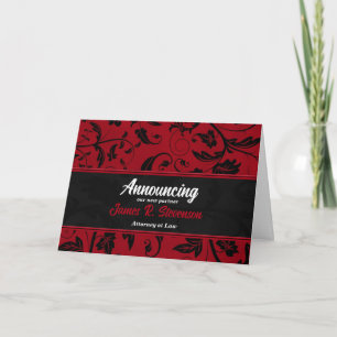 Faire-part Annonce d'un partenaire commercial Red Damask