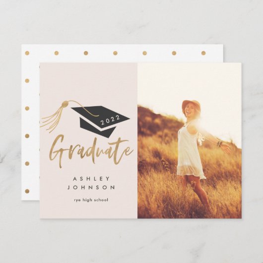 Faire-part Annonce d'une licence et d'une huile d'or Tassel (Devant / Derrière)