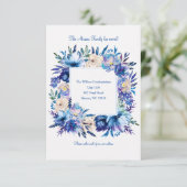 Faire-part Annonce Fleurie Bleue (Debout devant)