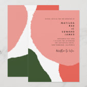 Faire-part Annonce graphique abstrait moderne rouge, rose + v (Devant / Derrière)