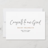 Faire-part Annonce minimaliste de graduation de script (Devant)