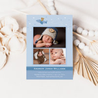 Annonce Naissance Ourson Filleul Bleu et Ardoise P