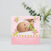 Faire-part Annonce photo de bébé fille Heart Flutter (Debout devant)