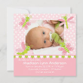 Faire-part Annonce photo de bébé fille Heart Flutter (Devant)