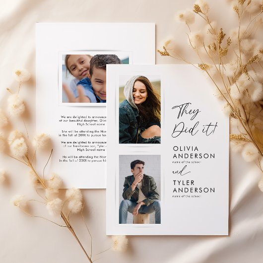 Faire-part Annonce photo de double remise de diplômes