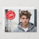 Faire-part Annonce photo de fin d'études - Chevrons rouges (Devant)