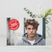 Faire-part Annonce photo de fin d'études - Chevrons rouges (Debout devant)