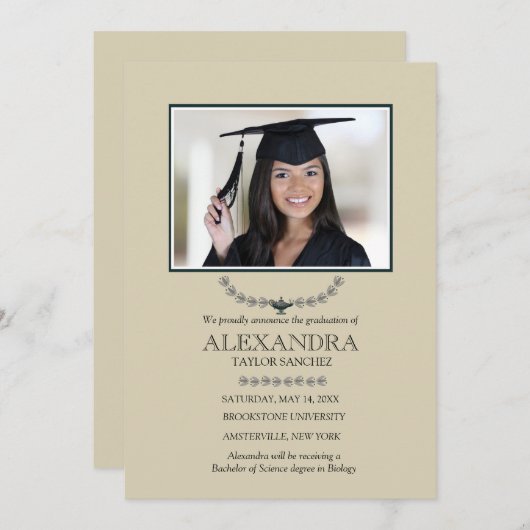 Faire-part Annonce photo de la lampe de la connaissance (Devant / Derrière)