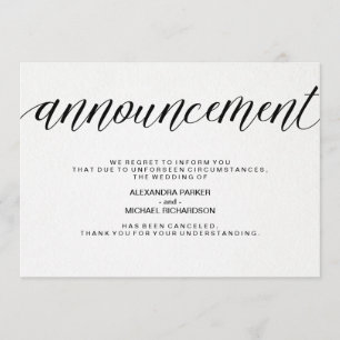 Faire-part Annonce simple d'annulation de mariage