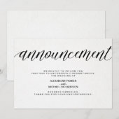 Faire-part Annonce simple d'annulation de mariage (Devant / Derrière)