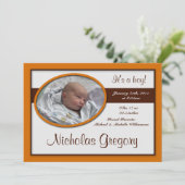 Faire-part Annonces Brown de naissance Orange (Debout devant)
